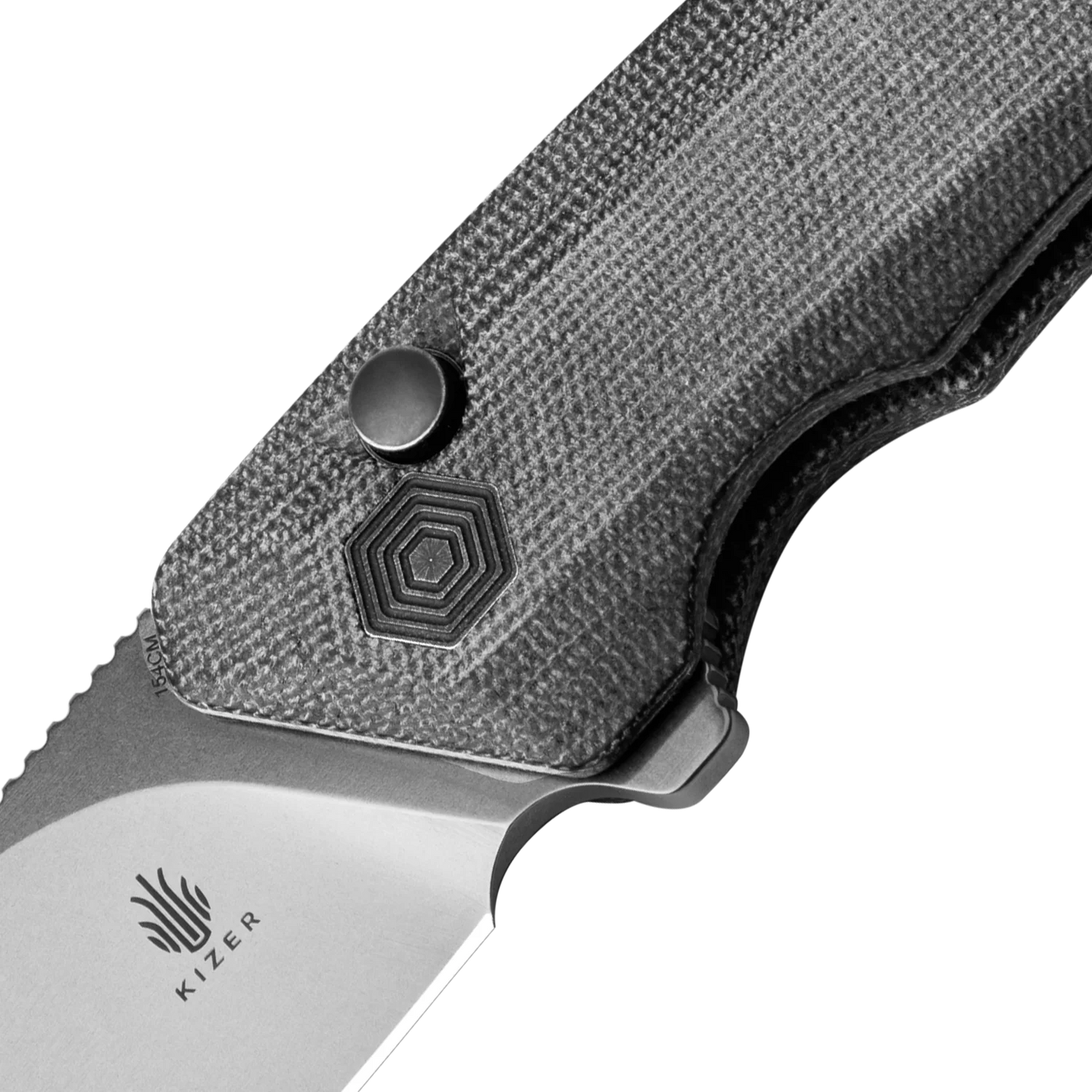 Invictus 154CM Blade Button Lock Micarta Handle V3602C1 (3.41" Stonewashed)