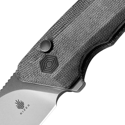 Invictus 154CM Blade Button Lock Micarta Handle V3602C1 (3.41" Stonewashed)