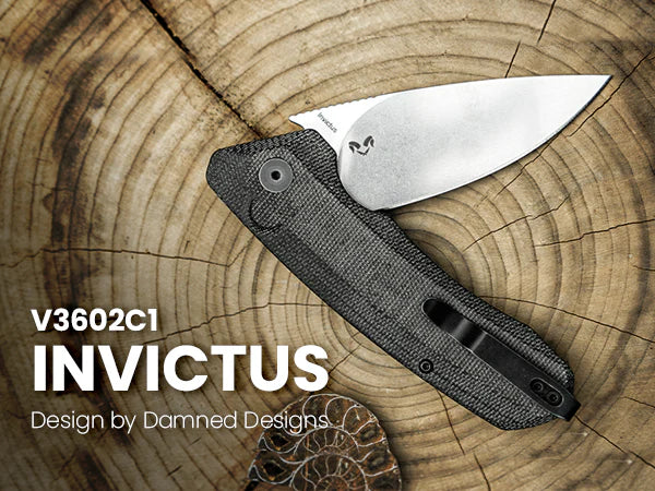 Invictus 154CM Blade Button Lock Micarta Handle V3602C1 (3.41" Stonewashed)