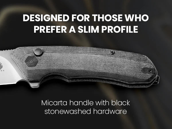 Invictus 154CM Blade Button Lock Micarta Handle V3602C1 (3.41" Stonewashed)