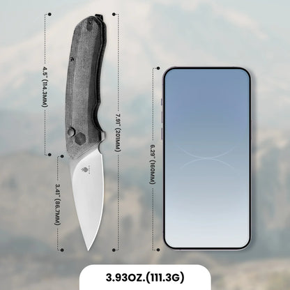 Invictus 154CM Blade Button Lock Micarta Handle V3602C1 (3.41" Stonewashed)